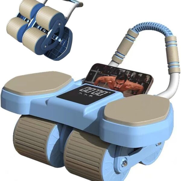 premium 4 wheel automatic rebound ab roller with elbow support & smart timer âand premium eco friendly yoga mat with 6 month warranty combo set