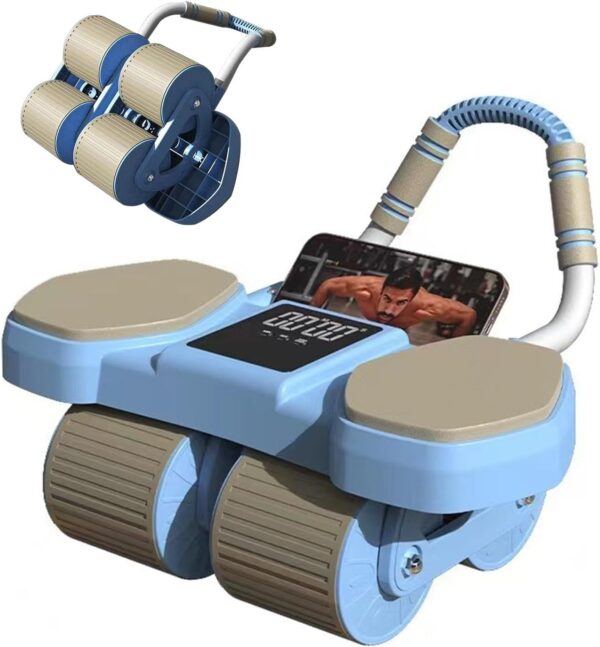premium 4 wheel automatic rebound ab roller with elbow support & smart timer âand premium eco friendly yoga mat with 6 month warranty combo set