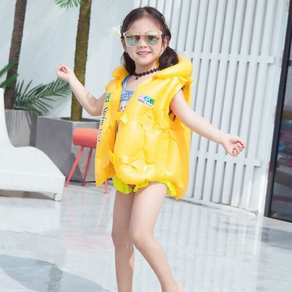 kids inflatable swim vest – safe swimming jacket for school children | pool & beach life jacket