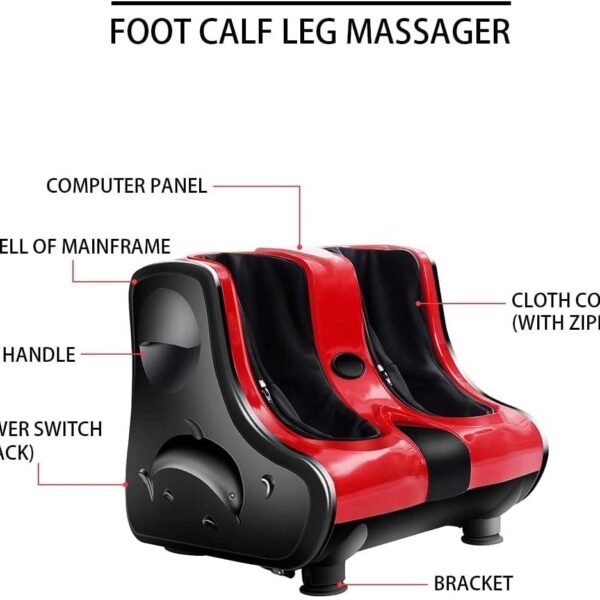 relax4life foot & calf massager with heat – deep kneading shiatsu massage, rolling & vibration for pain relief (red)
