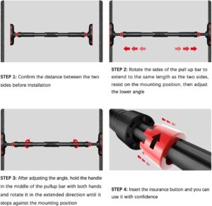 kids safe door pull up bar – no screw installation | 200kg heavy duty | auto locking home fitness bar for children