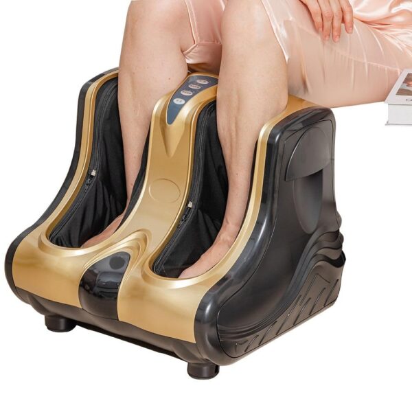 relax4life foot & calf massager with heat – deep kneading shiatsu massage, rolling & vibration for pain relief (red)