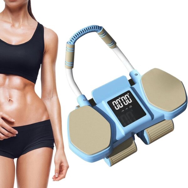 premium 4 wheel automatic rebound ab roller with elbow support & smart timer – advanced core strength trainer for home fitness