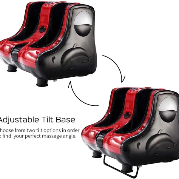 relax4life foot & calf massager with heat – deep kneading shiatsu massage, rolling & vibration for pain relief (red)