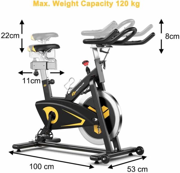 indoor magnetic exercise bike with adjustable resistance & multi position seat | fitness cycle with 10kg flywheel, digital monitor & non slip pedals | heavy duty indoor workout bike (up to 130kg capacity)