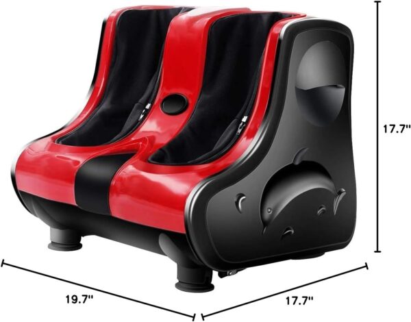 relax4life foot & calf massager with heat – deep kneading shiatsu massage, rolling & vibration for pain relief (red)
