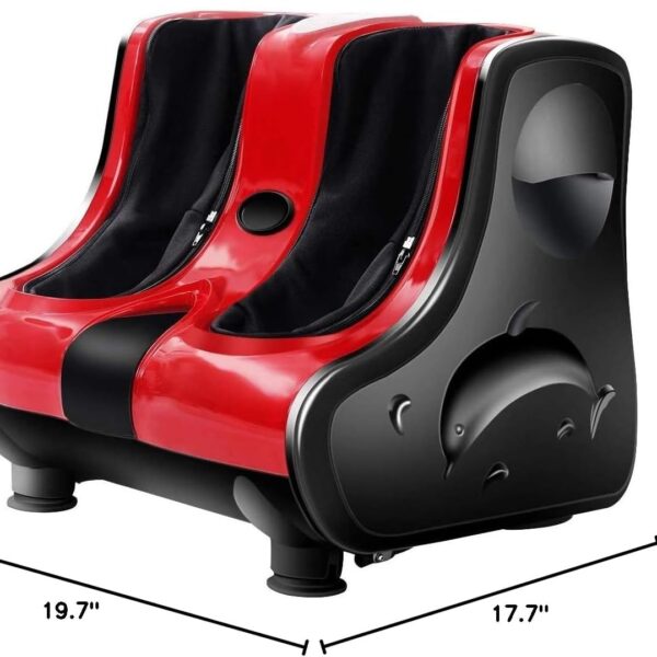 relax4life foot & calf massager with heat – deep kneading shiatsu massage, rolling & vibration for pain relief (red)