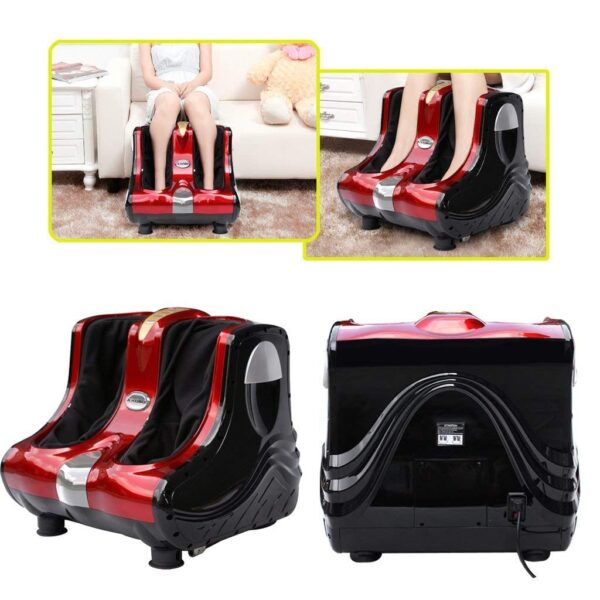 relax4life foot & calf massager with heat – deep kneading shiatsu massage, rolling & vibration for pain relief (red)