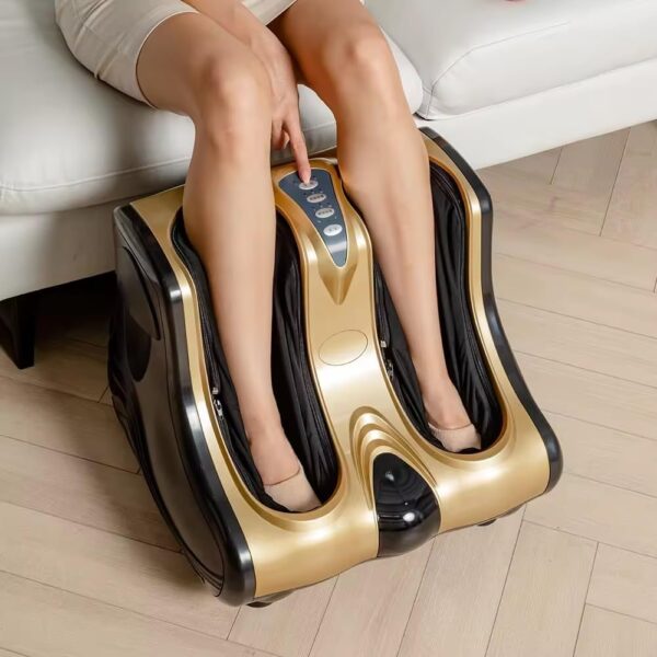 relax4life foot & calf massager with heat – deep kneading shiatsu massage, rolling & vibration for pain relief (red)