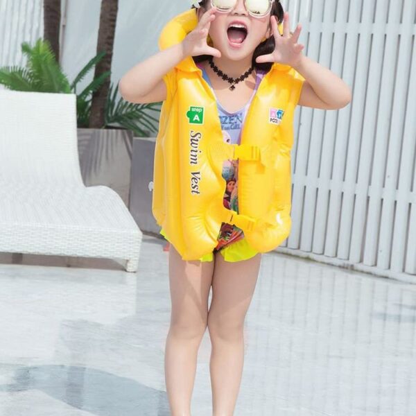kids inflatable swim vest – safe swimming jacket for school children | pool & beach life jacket
