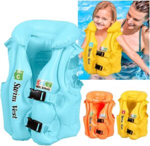 kids inflatable swim vest – safe swimming jacket for school children | pool & beach life jacket