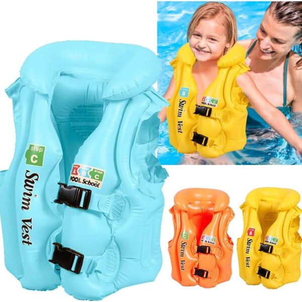 kids inflatable swim vest – safe swimming jacket for school children | pool & beach life jacket
