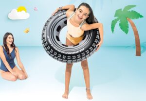 intex giant tire inflatable swim tube – large heavy duty pool float ring