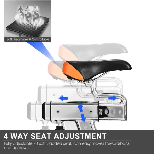 indoor magnetic exercise bike with adjustable resistance & multi position seat | fitness cycle with 10kg flywheel, digital monitor & non slip pedals | heavy duty indoor workout bike (up to 130kg capacity)