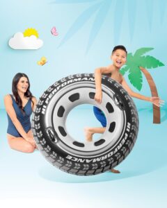 intex giant tire inflatable swim tube – large heavy duty pool float ring