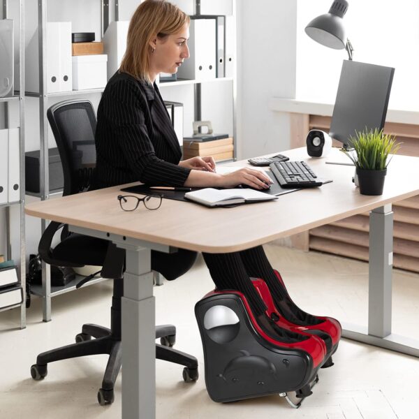 relax4life foot & calf massager with heat – deep kneading shiatsu massage, rolling & vibration for pain relief (red)