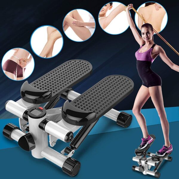 mini stepper with lcd monitor, portable stair step exercise machine for home workout, compact cardio fitness equipment with non slip pedals