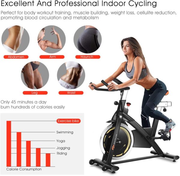 indoor magnetic exercise bike with adjustable resistance & multi position seat | fitness cycle with 10kg flywheel, digital monitor & non slip pedals | heavy duty indoor workout bike (up to 130kg capacity)