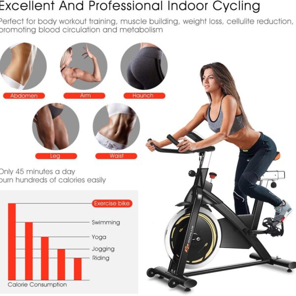 indoor magnetic exercise bike with adjustable resistance & multi position seat | fitness cycle with 10kg flywheel, digital monitor & non slip pedals | heavy duty indoor workout bike (up to 130kg capacity)