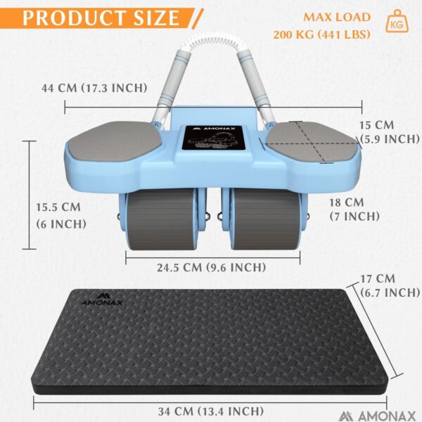 premium 4 wheel automatic rebound ab roller with elbow support & smart timer – advanced core strength trainer for home fitness