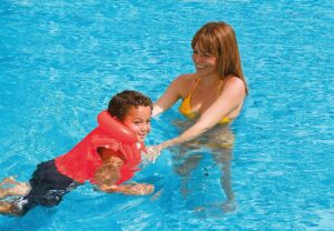kids inflatable swim vest – safe swimming jacket for school children | pool & beach life jacket