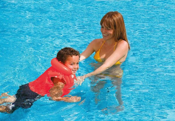 kids inflatable swim vest – safe swimming jacket for school children | pool & beach life jacket