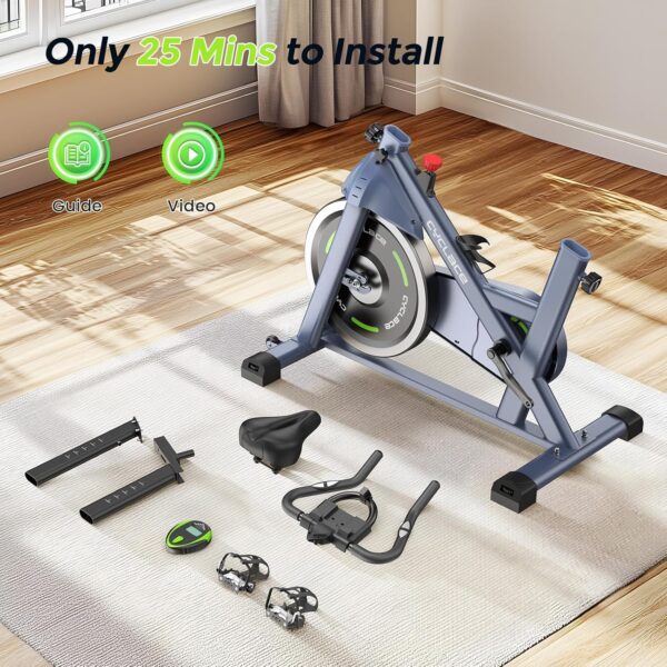 cyclace exercise bike – premium indoor stationary bike for home cardio workout, magnetic resistance, lcd display, ultra quiet operation, 300 lbs capacity