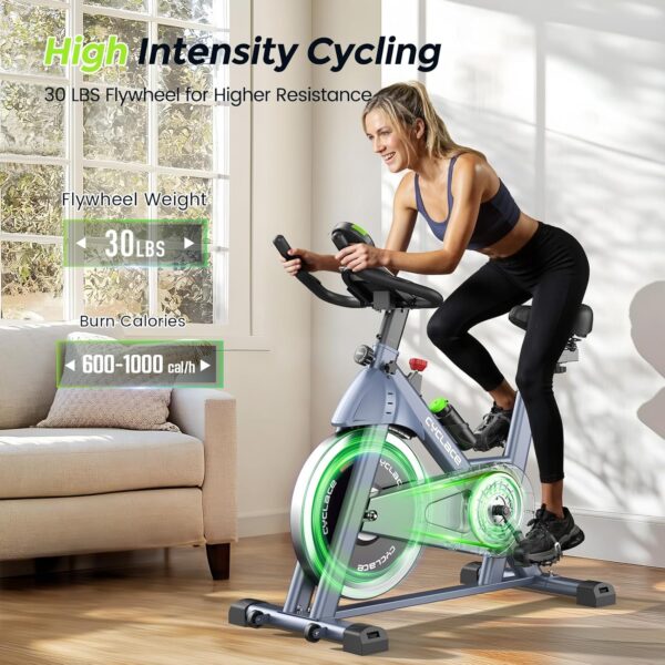 cyclace exercise bike – premium indoor stationary bike for home cardio workout, magnetic resistance, lcd display, ultra quiet operation, 300 lbs capacity