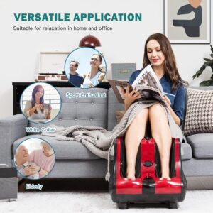 relax4life foot & calf massager with heat – deep kneading shiatsu massage, rolling & vibration for pain relief (red)