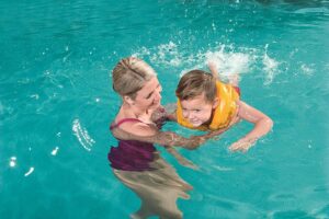 kids inflatable swim vest – safe swimming jacket for school children | pool & beach life jacket