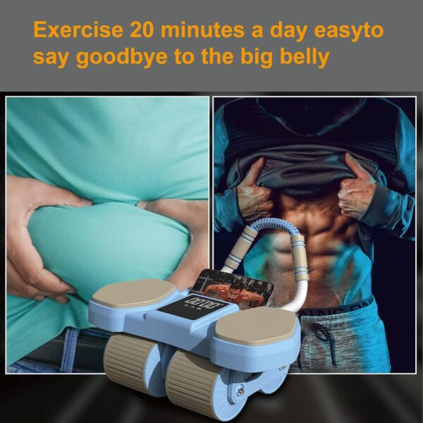 premium 4 wheel automatic rebound ab roller with elbow support & smart timer – advanced core strength trainer for home fitness