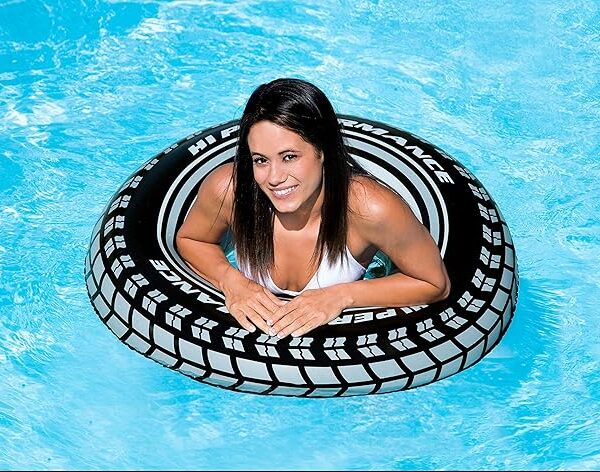 intex giant tire inflatable swim tube – large heavy duty pool float ring