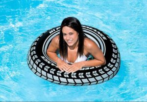 intex giant tire inflatable swim tube – large heavy duty pool float ring