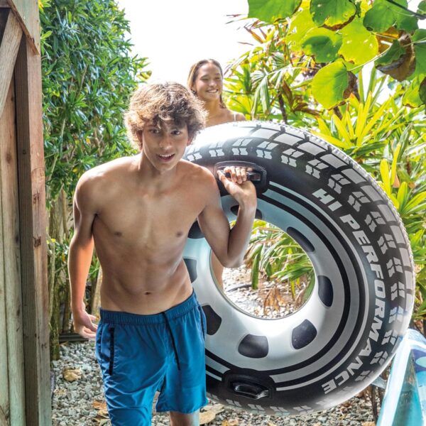 intex giant tire inflatable swim tube – large heavy duty pool float ring