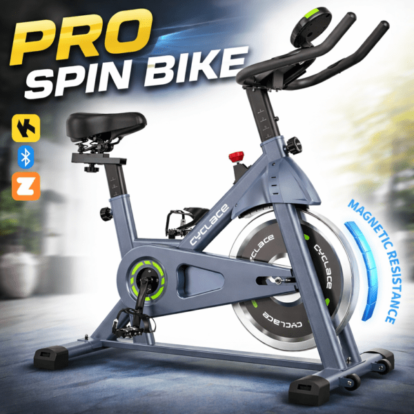 cyclace exercise bike – premium indoor stationary bike for home cardio workout, magnetic resistance, lcd display, ultra quiet operation, 300 lbs capacity