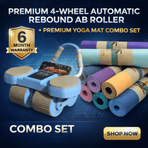premium 4 wheel automatic rebound ab roller with elbow support & smart timer – advanced core strength trainer for home fitness