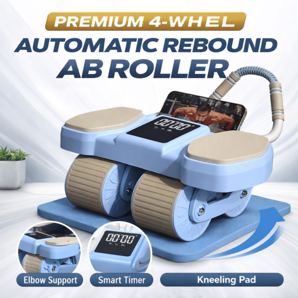 premium 4 wheel automatic rebound ab roller with elbow support & smart timer –and premium eco friendly yoga mat with 6 month warranty combo set