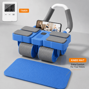 premium 4 wheel automatic rebound ab roller with elbow support & smart timer – advanced core trainer