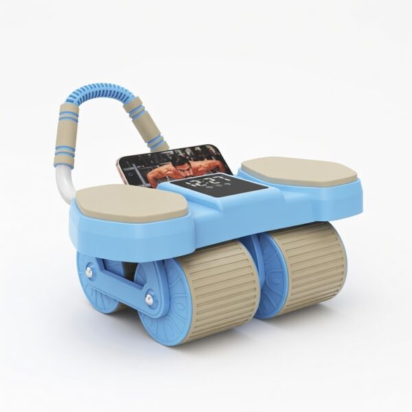 premium 4 wheel automatic rebound ab roller with elbow support & smart timer – advanced core strength trainer for home fitness