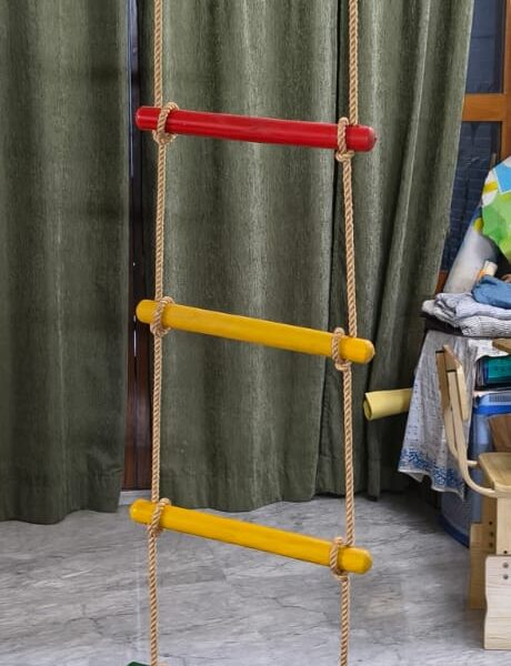 kids rope climbing ladder swing with wooden platforms – indoor & outdoor hanging climber toy for strength & fun