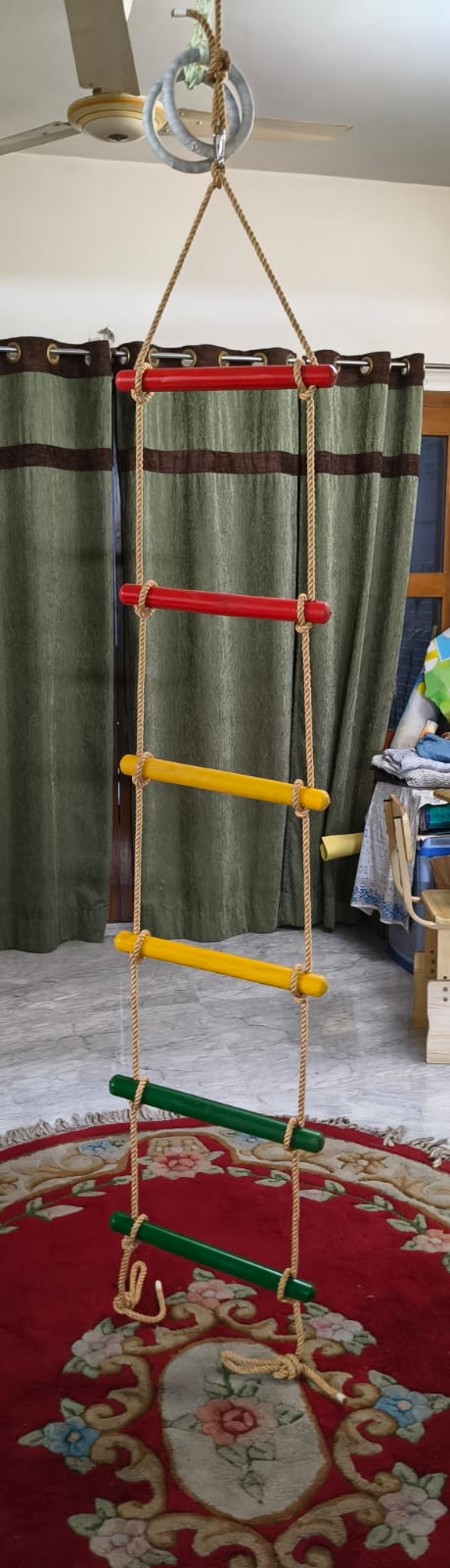 kids rope climbing ladder swing with wooden platforms – indoor & outdoor hanging climber toy for strength & fun