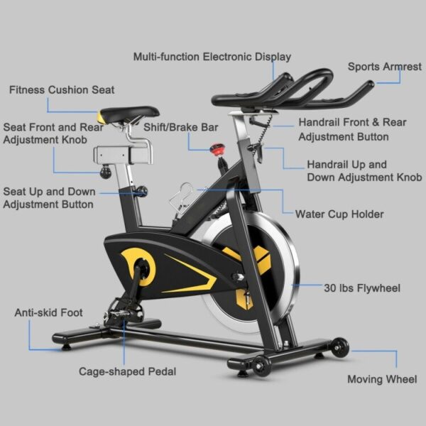 indoor magnetic exercise bike with adjustable resistance & multi position seat | fitness cycle with 10kg flywheel, digital monitor & non slip pedals | heavy duty indoor workout bike (up to 130kg capacity)