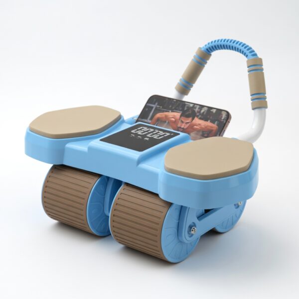 premium 4 wheel automatic rebound ab roller with elbow support & smart timer – advanced core strength trainer for home fitness