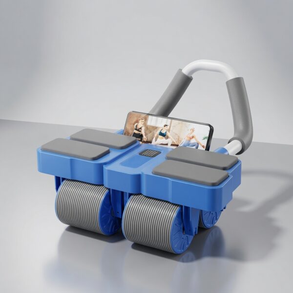premium 4 wheel automatic rebound ab roller with elbow support & smart timer – advanced core trainer