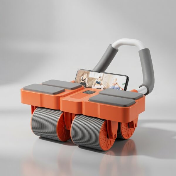 premium 4 wheel automatic rebound ab roller with elbow support & smart timer – advanced core trainer