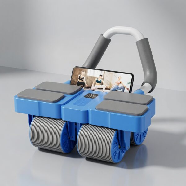 premium 4 wheel automatic rebound ab roller with elbow support & smart timer – advanced core trainer