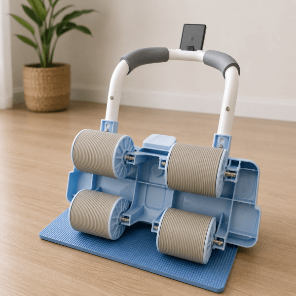 4 wheel automatic rebound ab roller with elbow support & smart timer – advanced core trainer