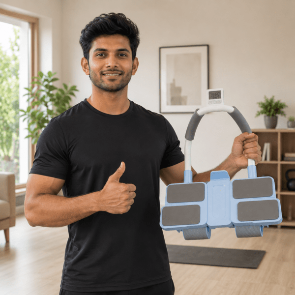 4 wheel automatic rebound ab roller with elbow support & smart timer – advanced core trainer