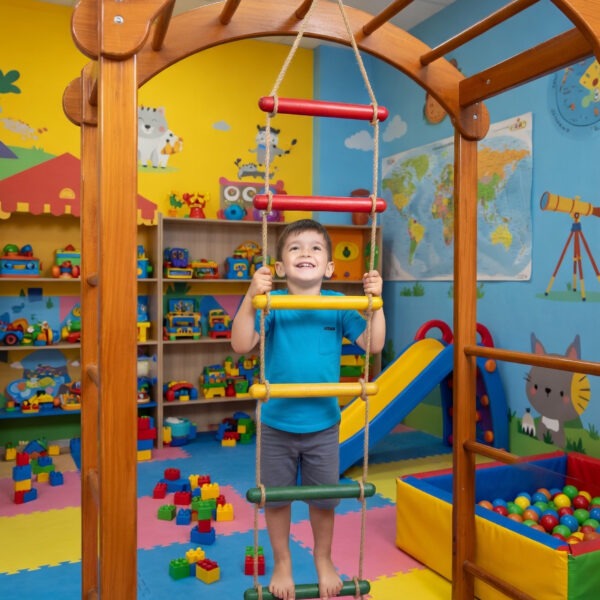 kids rope climbing ladder swing with wooden platforms – indoor & outdoor hanging climber toy for strength & fun