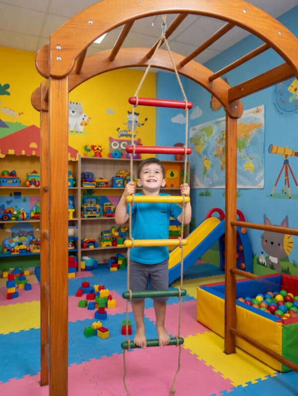 kids rope climbing ladder swing with wooden platforms – indoor & outdoor hanging climber toy for strength & fun